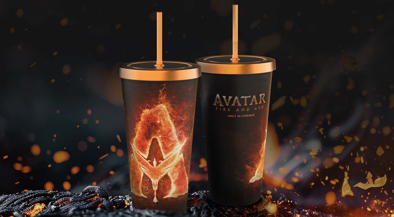 Menu tematico Avatar Fuoco e Cenere Bicchiere fuoco metallizzato